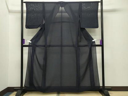 平和屋着物＊夏物　色無地　絽　漆黒色　正絹　逸品　CABG4282gh