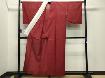 平和屋着物＊夏物　色無地　流水紋紗　紅海老茶色　正絹　逸品　未使用　CABG4283gh