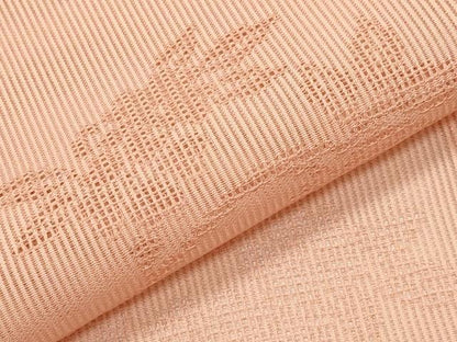 平和屋着物＊夏物　色無地　縦絽　枝花紋紗　淡香色　正絹　逸品　CABG4284gh