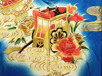平和屋本店●色打掛　お引きずり　和装　結婚式　婚礼　神社挙式　花嫁　唐織　駒刺繍　御所車梅松花文　金糸　暈し染め　逸品　CABG4293gh