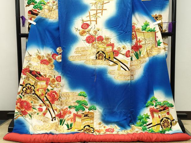 平和屋本店●色打掛　お引きずり　和装　結婚式　婚礼　神社挙式　花嫁　唐織　駒刺繍　御所車梅松花文　金糸　暈し染め　逸品　CABG4293gh