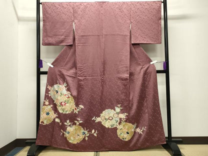 平和屋着物■豪華色留袖 駒刺繍 雪輪重ね花文 金銀彩 正絹 逸品 CABG4298gh