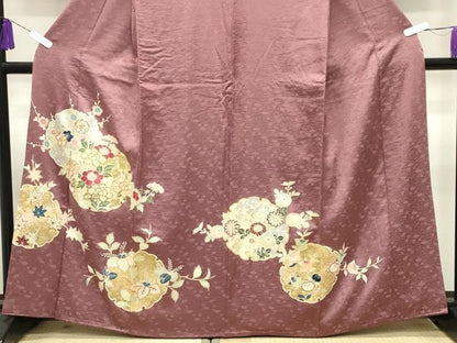 平和屋着物■豪華色留袖 駒刺繍 雪輪重ね花文 金銀彩 正絹 逸品 CABG4298gh