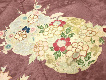 平和屋着物■豪華色留袖 駒刺繍 雪輪重ね花文 金銀彩 正絹 逸品 CABG4298gh