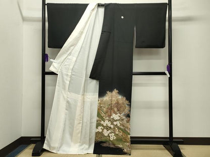 平和屋着物■豪華黒留袖 鼓花文 暈し染め 金銀彩 正絹 逸品 CABG4299gh