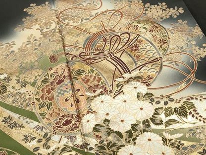 平和屋着物■豪華黒留袖 鼓花文 暈し染め 金銀彩 正絹 逸品 CABG4299gh