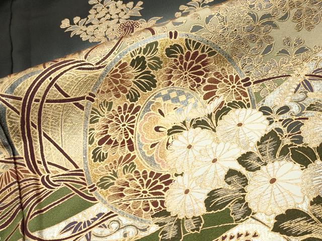 平和屋着物■豪華黒留袖 鼓花文 暈し染め 金銀彩 正絹 逸品 CABG4299gh