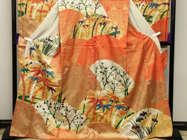 平和屋着物■豪華振袖 駒刺繍 笹竹花文 金彩 正絹 逸品 CABG4300gh