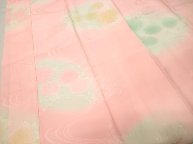 平和屋着物■長襦袢 袷 流水花地紋 蛍暈し 正絹 逸品 未使用 CABG4305gh