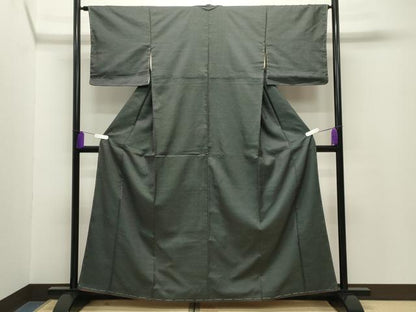 平和屋着物■上質なお召　十字絣文様　黒地　正絹　逸品　未使用　CABG4310gh
