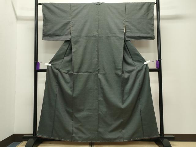 平和屋着物■上質なお召　十字絣文様　黒地　正絹　逸品　未使用　CABG4310gh