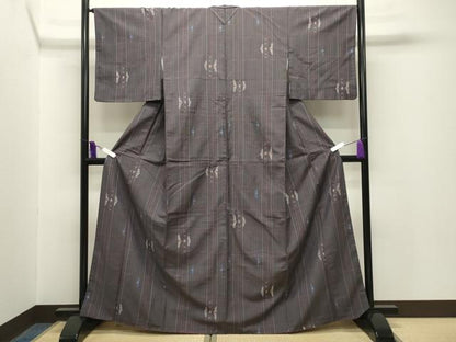 平和屋着物■上質な紬　幾何学文様　正絹　逸品　CABG4312gh