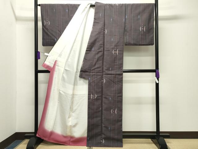 平和屋着物■上質な紬　幾何学文様　正絹　逸品　CABG4312gh