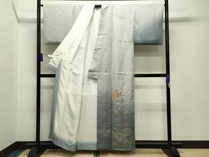 平和屋着物■中国三大刺繍 スワトウ刺繍 訪問着 駒刺繍 流水雪輪椿花文 暈し染め 金彩 正絹 逸品 CABG4318gh