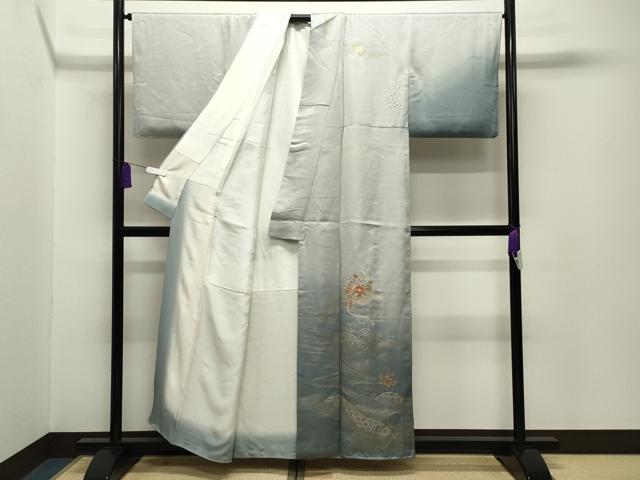 平和屋着物■中国三大刺繍 スワトウ刺繍 訪問着 駒刺繍 流水雪輪椿花文 暈し染め 金彩 正絹 逸品 CABG4318gh