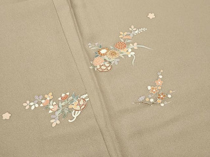 平和屋着物■訪問着 作家物 花籠文 金糸 正絹 逸品 CABG4319gh