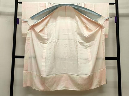 平和屋着物■長襦袢　無双仕立て　舞花地紋　暈し染め　半衿刺繍　正絹　逸品　CABG4324gh