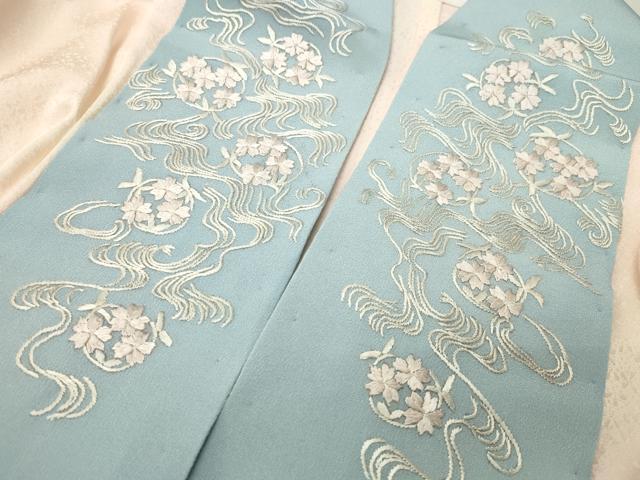 平和屋着物■長襦袢　無双仕立て　舞花地紋　暈し染め　半衿刺繍　正絹　逸品　CABG4324gh