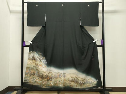 平和屋着物■豪華黒留袖　作家物　葵祭　暈し染め　金彩　正絹　逸品　CABG4327gh