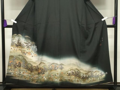 平和屋着物■豪華黒留袖　作家物　葵祭　暈し染め　金彩　正絹　逸品　CABG4327gh