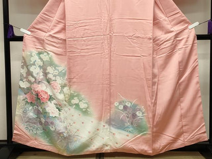 平和屋着物■訪問着　孔雀花文　暈し染め　金銀彩　正絹　逸品　CABG4328gh