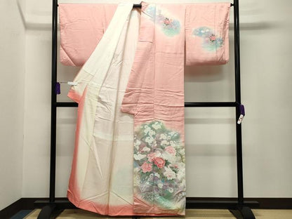 平和屋着物■訪問着　孔雀花文　暈し染め　金銀彩　正絹　逸品　CABG4328gh