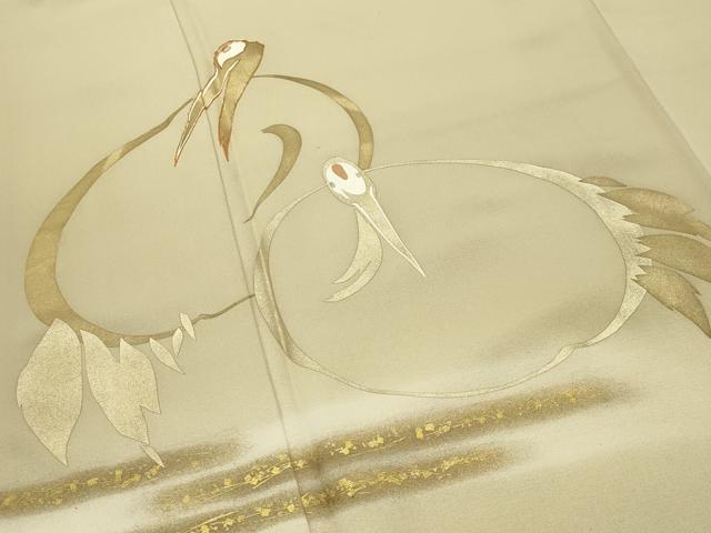 平和屋着物■豪華色留袖　駒刺繍　鶴　暈し染め　金彩　ロング丈　正絹　逸品　CABG4329gh