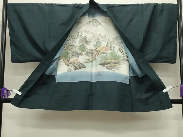 平和屋着物■男性　紬　髭紬羽織セット　色無地　褐返色　正絹　逸品　CABG4331gh