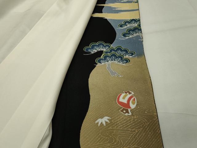 平和屋着物■豪華黒留袖　駒刺繍　萬寿染　宝尽くし松文　暈し染め　金彩　正絹　逸品　CABG4334gh