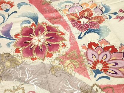 平和屋着物■豪華振袖　駒刺繍　更紗花唐草文　金銀彩　正絹　逸品　CABG4339gh
