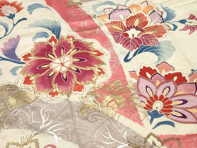平和屋着物■豪華振袖　駒刺繍　更紗花唐草文　金銀彩　正絹　逸品　CABG4339gh