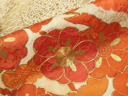 平和屋着物■豪華振袖　駒刺繍　絞り　立波花丸文　金彩　正絹　逸品　CABG4348gh