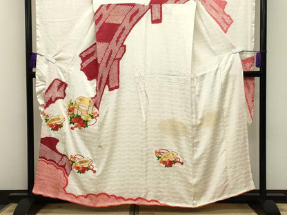 平和屋着物■豪華振袖　駒刺繍　絞り　貝桶花文　金糸　正絹　逸品　CABG4351gh