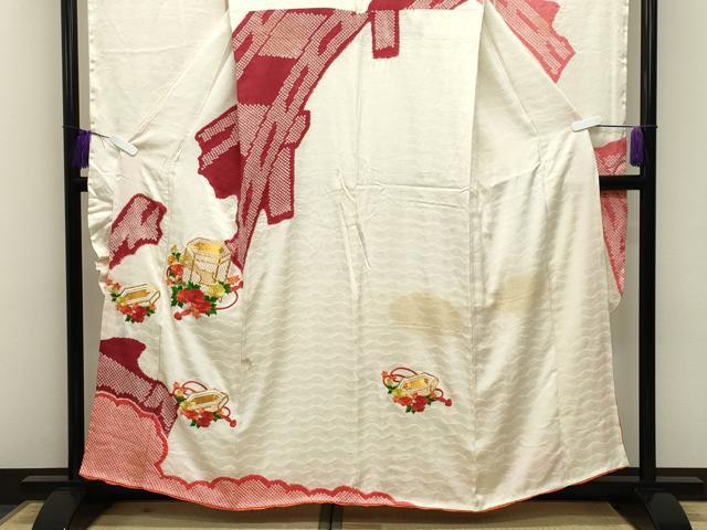 平和屋着物■豪華振袖　駒刺繍　絞り　貝桶花文　金糸　正絹　逸品　CABG4351gh