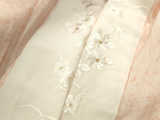 平和屋着物■長襦袢　無双仕立て　草花文　半衿刺繍　正絹　逸品　CABG4360gh