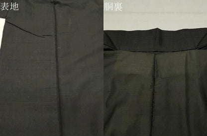 平和屋着物●男性　黒紋付　紬地　正絹　逸品　CABG4362gh