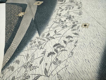 平和屋着物●男性　訪問着　刺繍　菱吉祥花文　暈し染め　銀彩　正絹　逸品　CABG4363gh