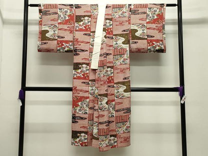 平和屋着物●長襦袢　無双仕立て　飛鶴花蝶文　金銀彩　正絹　逸品　CABG4367gh
