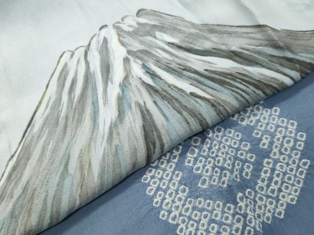 平和屋着物●男性　長襦袢　袷　手描き　絞り　人物風景文　暈し染め　金彩　正絹　逸品　未使用　CABG4368gh