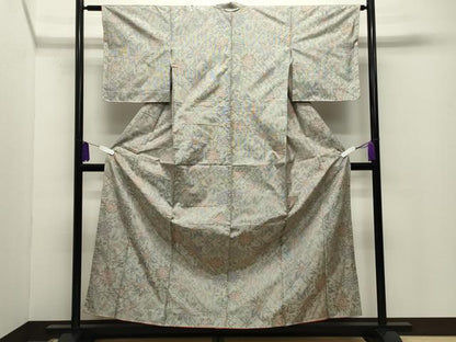 平和屋着物●本場大島紬　7マルキ　草花文　正絹　逸品　未使用　CABG4369gh