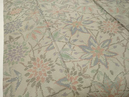 平和屋着物●本場大島紬　7マルキ　草花文　正絹　逸品　未使用　CABG4369gh