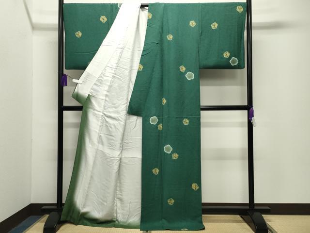 平和屋着物●上質な小紋　作家物　絞り　舞梅文　金彩　ロング丈　正絹　逸品　CABG4370gh