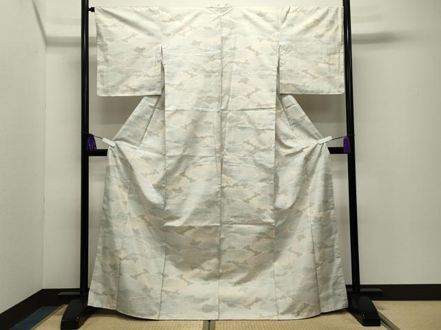 平和屋着物●本場大島紬　白大島　9マルキ　雲重ね文　正絹　逸品　未使用　CABG4371gh
