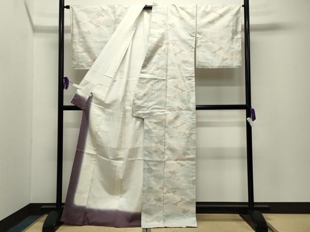平和屋着物●本場大島紬　白大島　9マルキ　雲重ね文　正絹　逸品　未使用　CABG4371gh