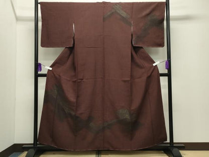 平和屋着物●訪問着　紬地　紗綾形吉祥丸文　金彩　正絹　逸品　未使用　CABG4372gh