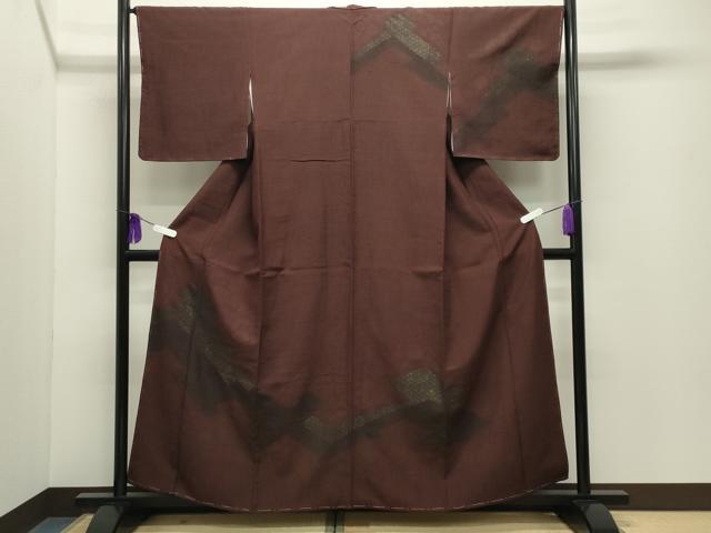 平和屋着物●訪問着　紬地　紗綾形吉祥丸文　金彩　正絹　逸品　未使用　CABG4372gh