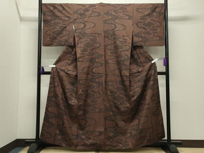 平和屋着物●本場大島紬　7マルキ　流水枝花文　正絹　逸品　CABG4373gh