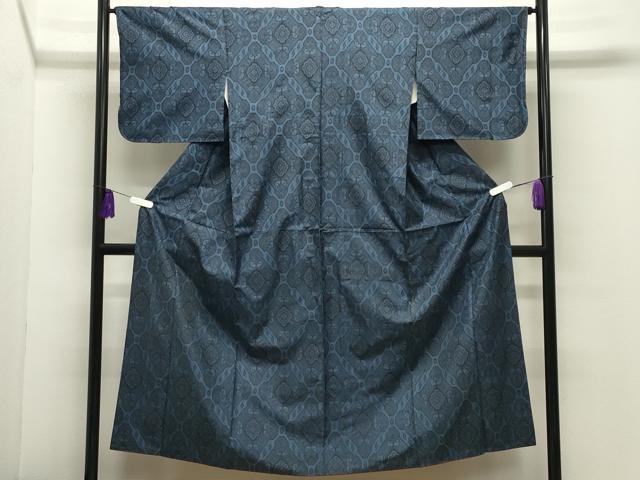 平和屋着物●本場大島紬　割り込み絣　菱吉祥文　正絹　逸品　CABG4374gh