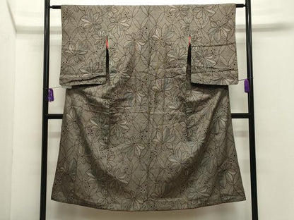 平和屋着物●アンティーク大島　本場大島紬　舞葉文　正絹　逸品　CABG4375gh