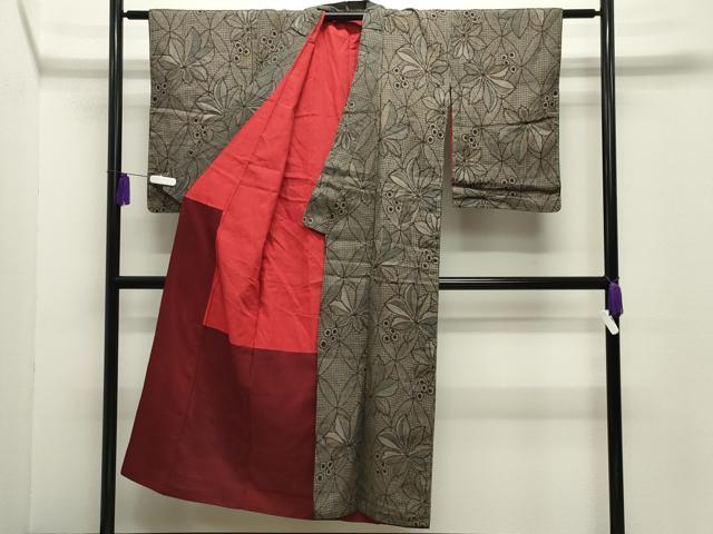平和屋着物●アンティーク大島　本場大島紬　舞葉文　正絹　逸品　CABG4375gh